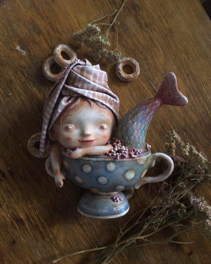 Morning Coffee - art doll by Anna Zueva